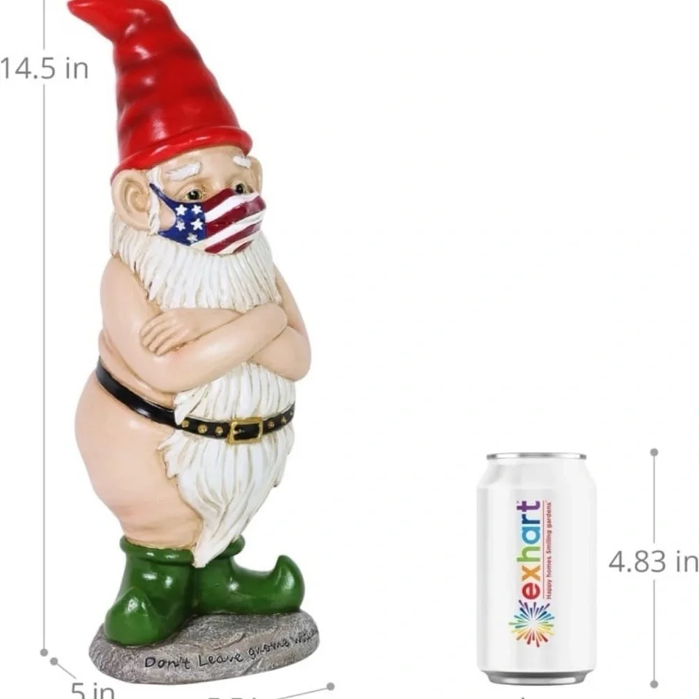 Patriotic Garden Gnome with Red Hat, Covid 19 collectors gnome